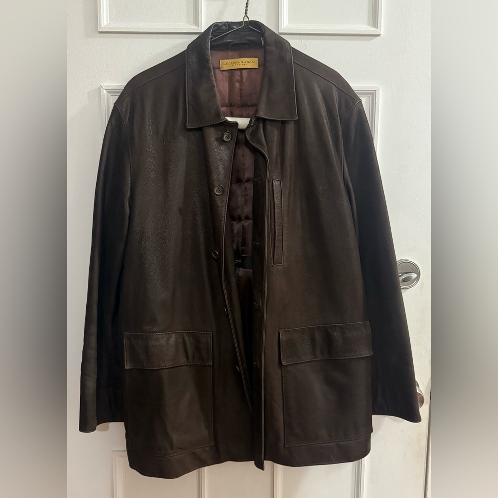 Donna Karan Dark Brown Leather Field Jacket